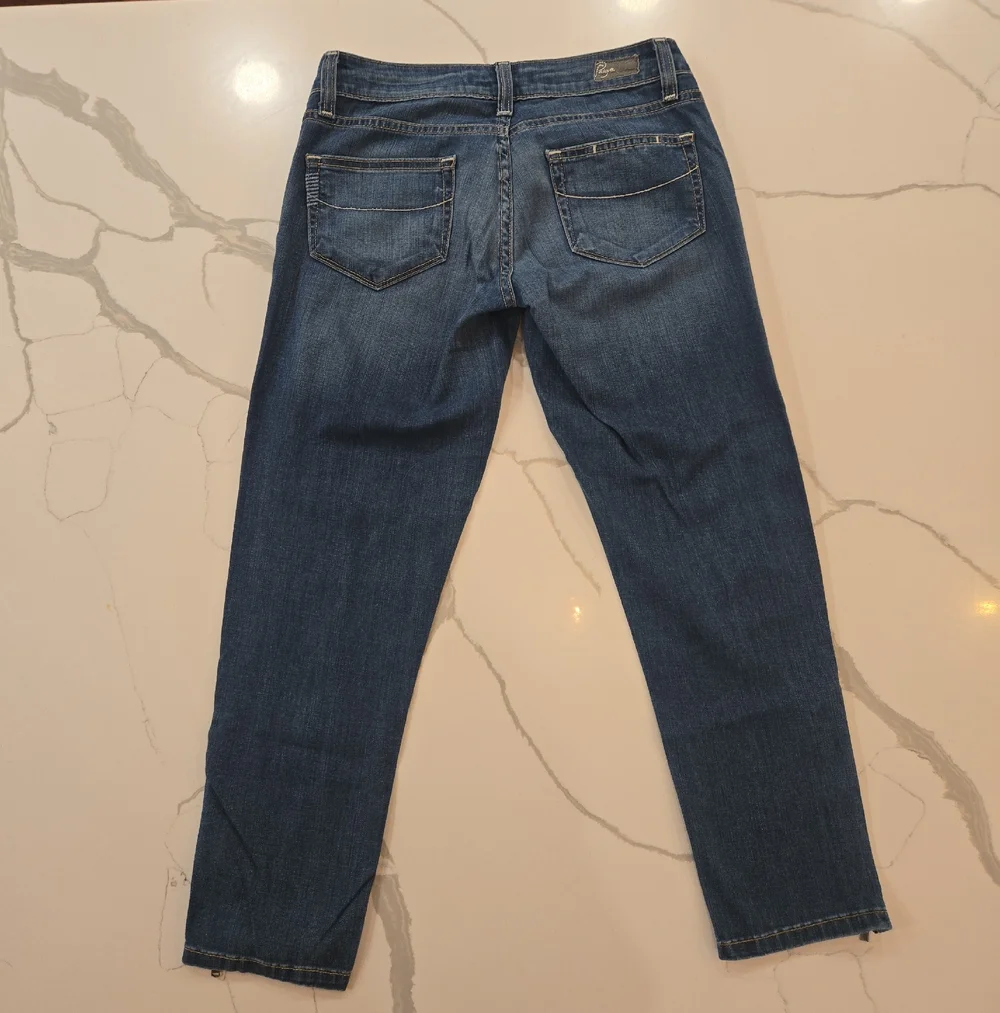 VTG Y2K Paige Low Rise Stretch Denim Blue Capri Jeans Zipper Size Womens 24 USA